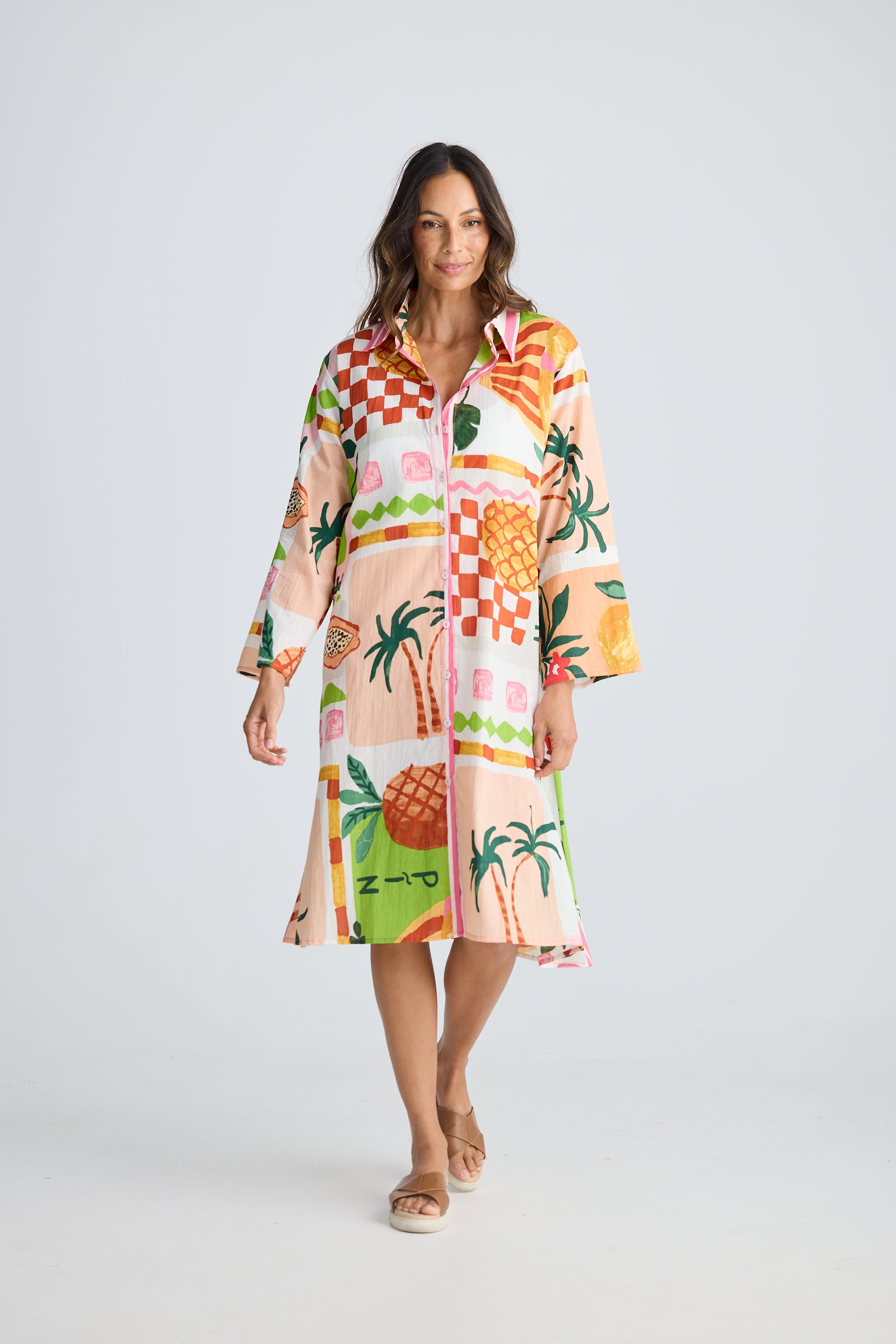 Collection of Holiday Life Stella Shirt Dress - Tropical Fiesco in a gallery layout