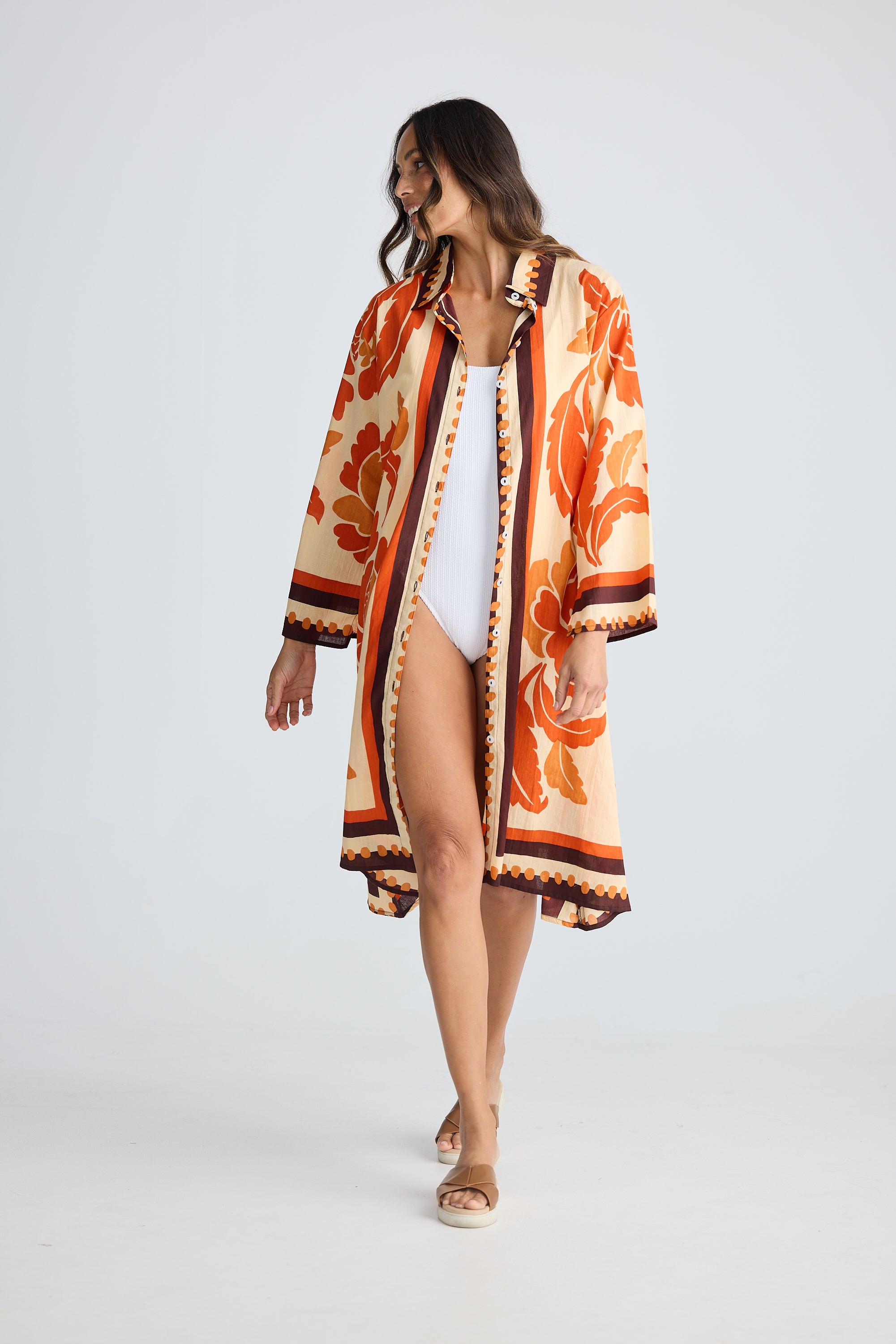 Collection of Holiday Life Stella Shirt Dress - Tuscan Palm in a gallery layout