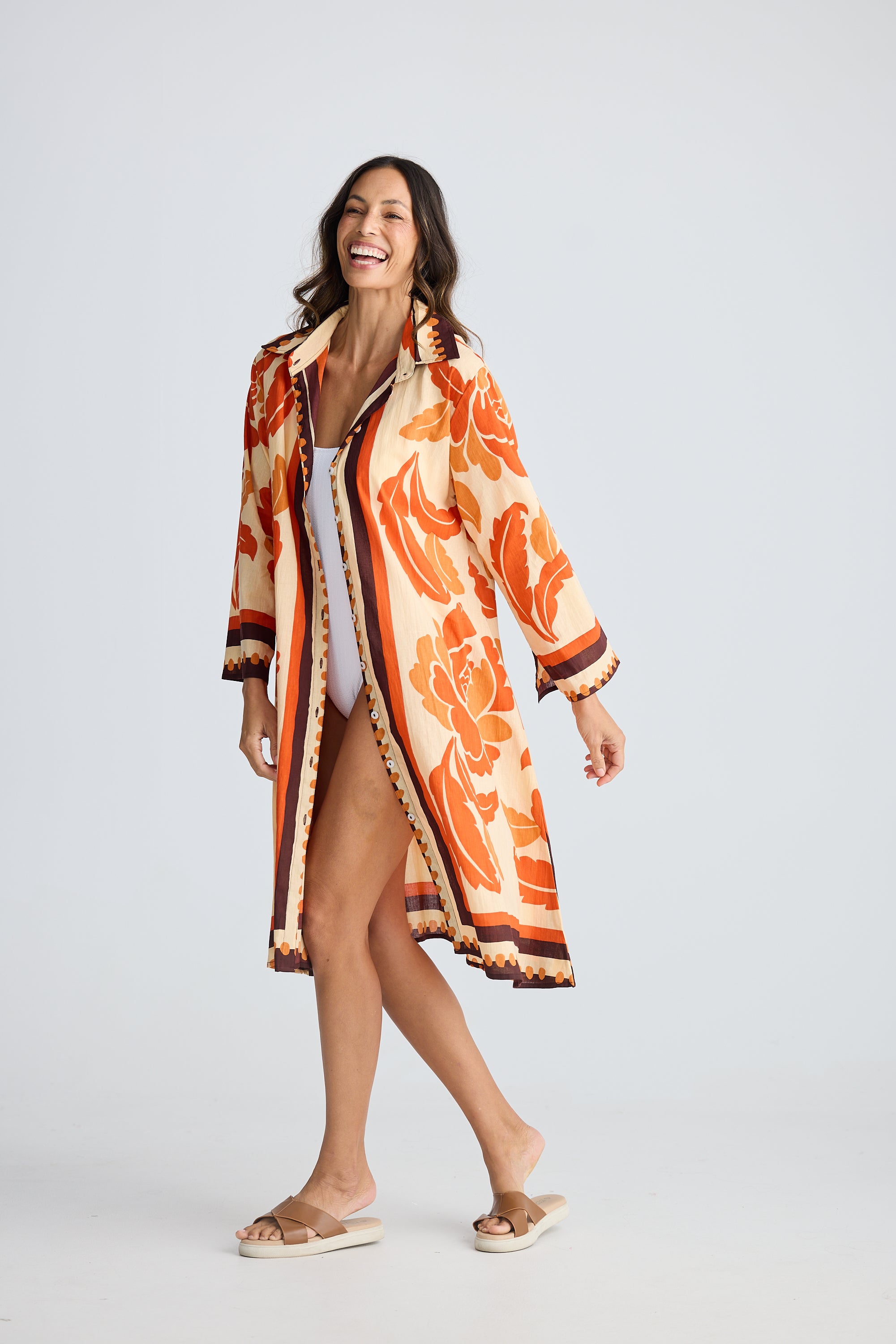 Collection of Holiday Life Stella Shirt Dress - Tuscan Palm in a gallery layout