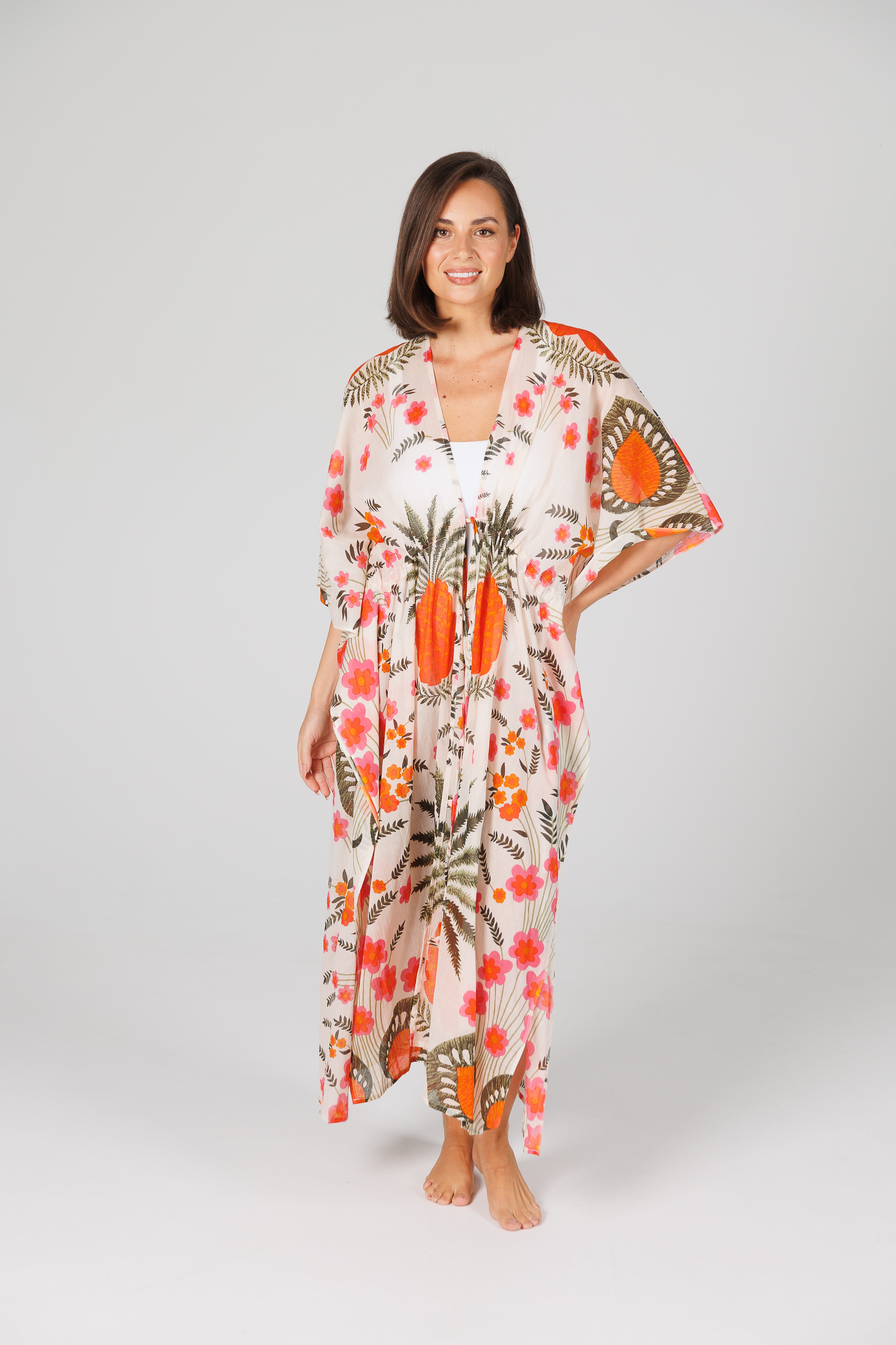 Collection of Holiday Asta Long Kaftan - Pinapple in a gallery layout