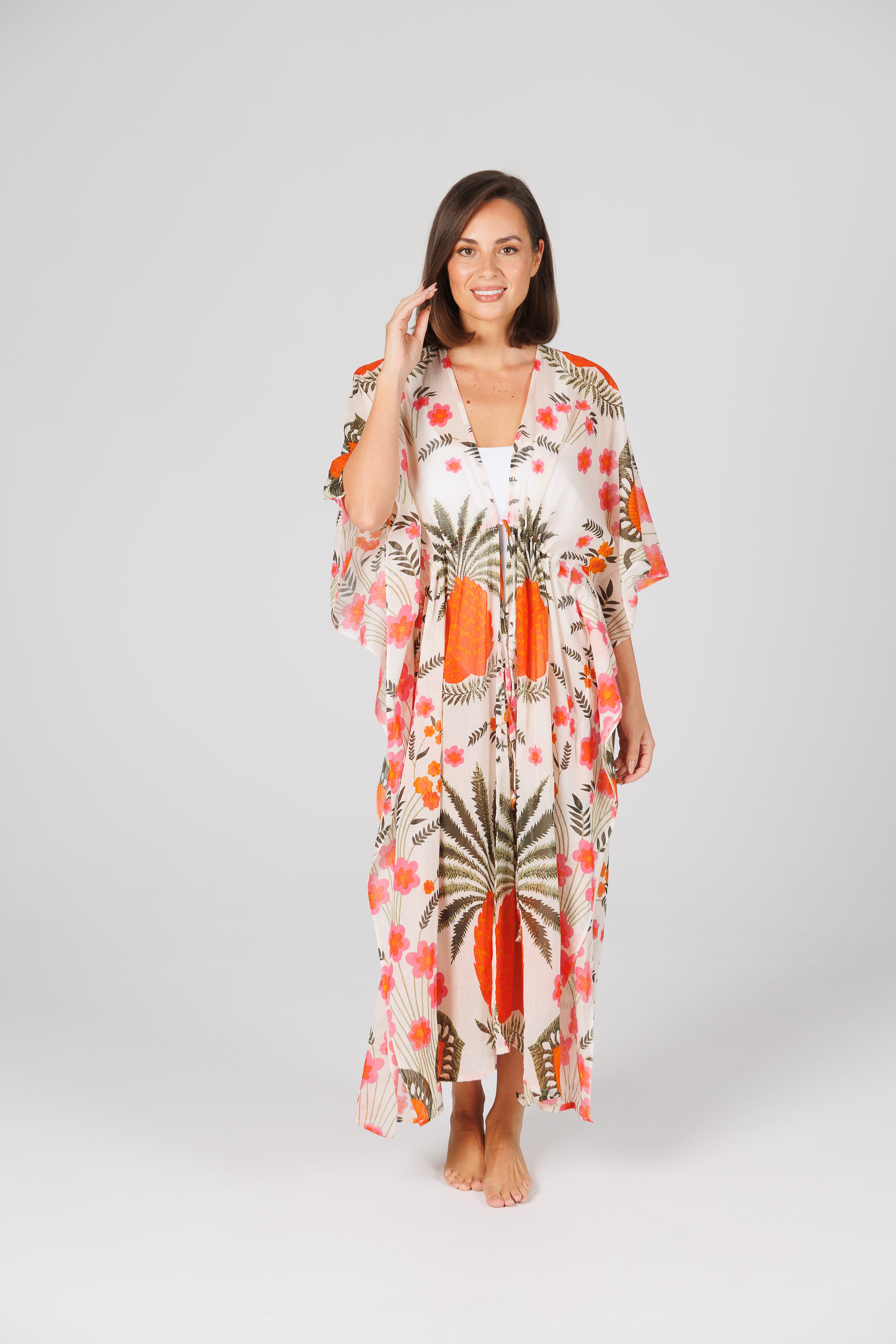 Collection of Holiday Asta Long Kaftan - Pinapple in a gallery layout