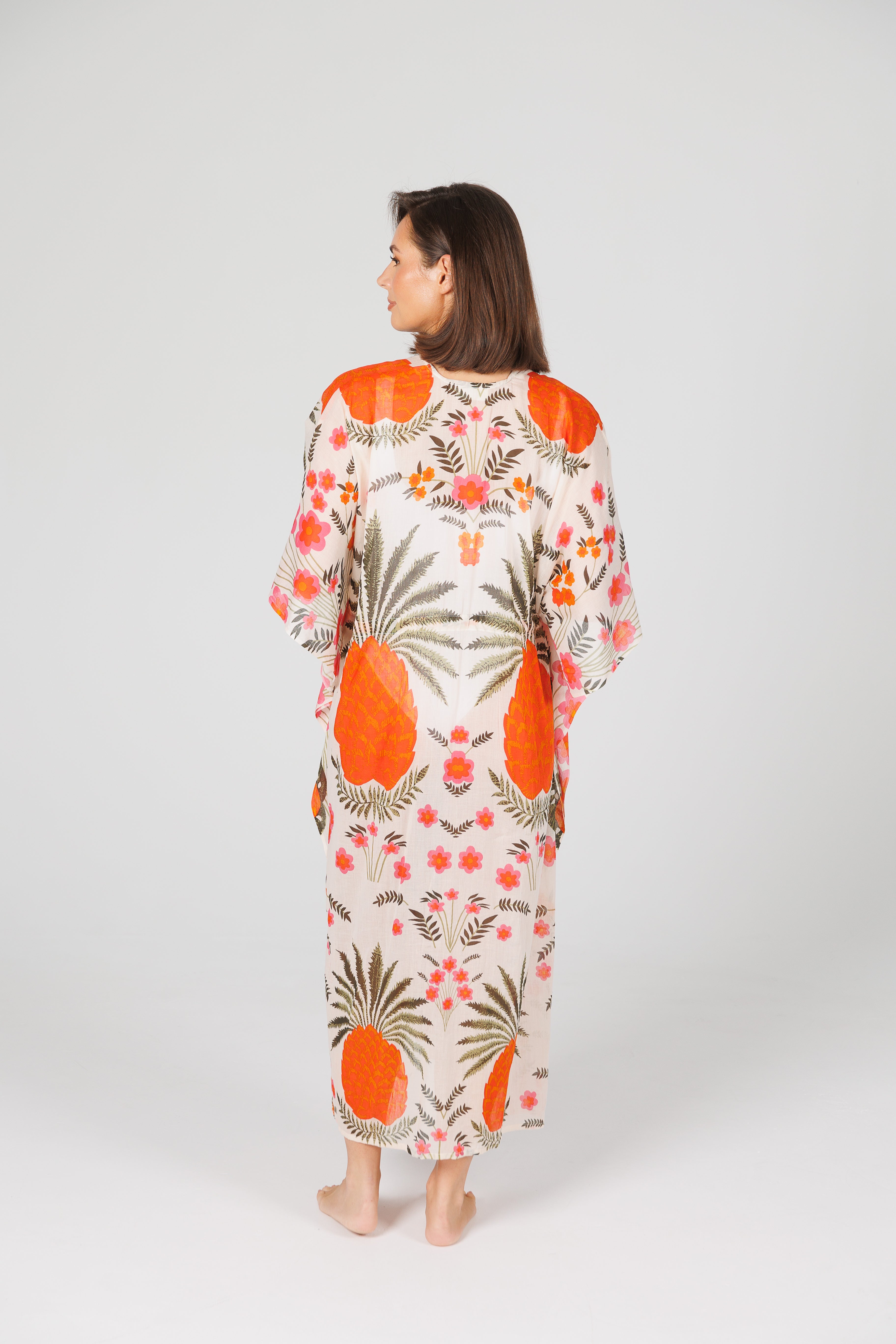 Collection of Holiday Asta Long Kaftan - Pinapple in a gallery layout