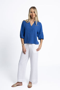 Collection of Humidity Lifestyle Nixie Blouse - Royal Blue in a gallery layout