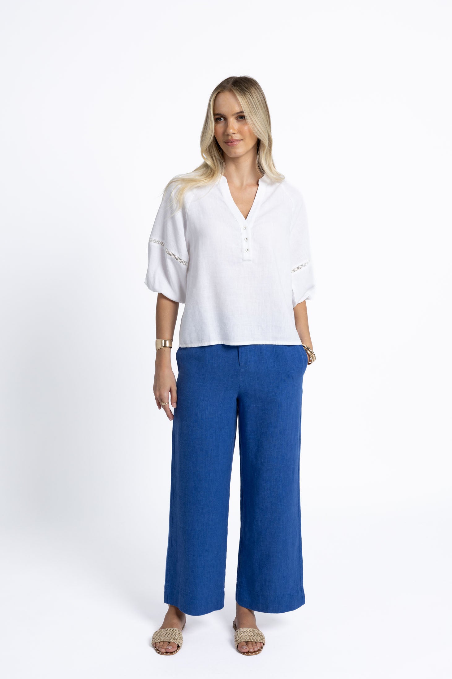 Collection of Humidity Lifestyle Nixie Blouse - White in a gallery layout