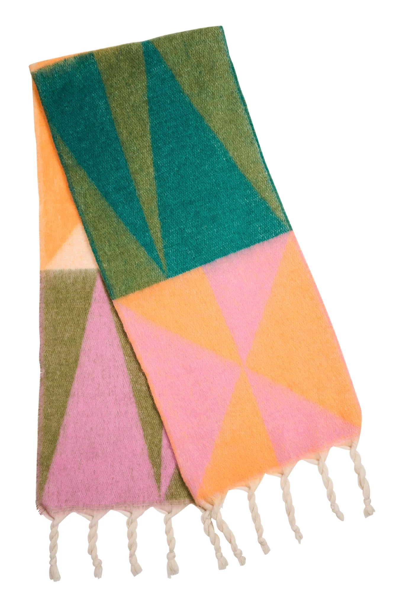 Haven Valenza Triangle scarf in orange pictured on a white background