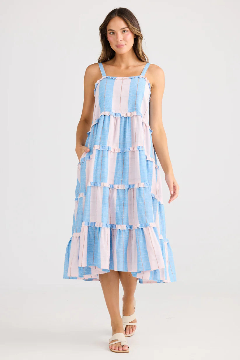 Holiday Alita Dress - Blue Multi Stripe