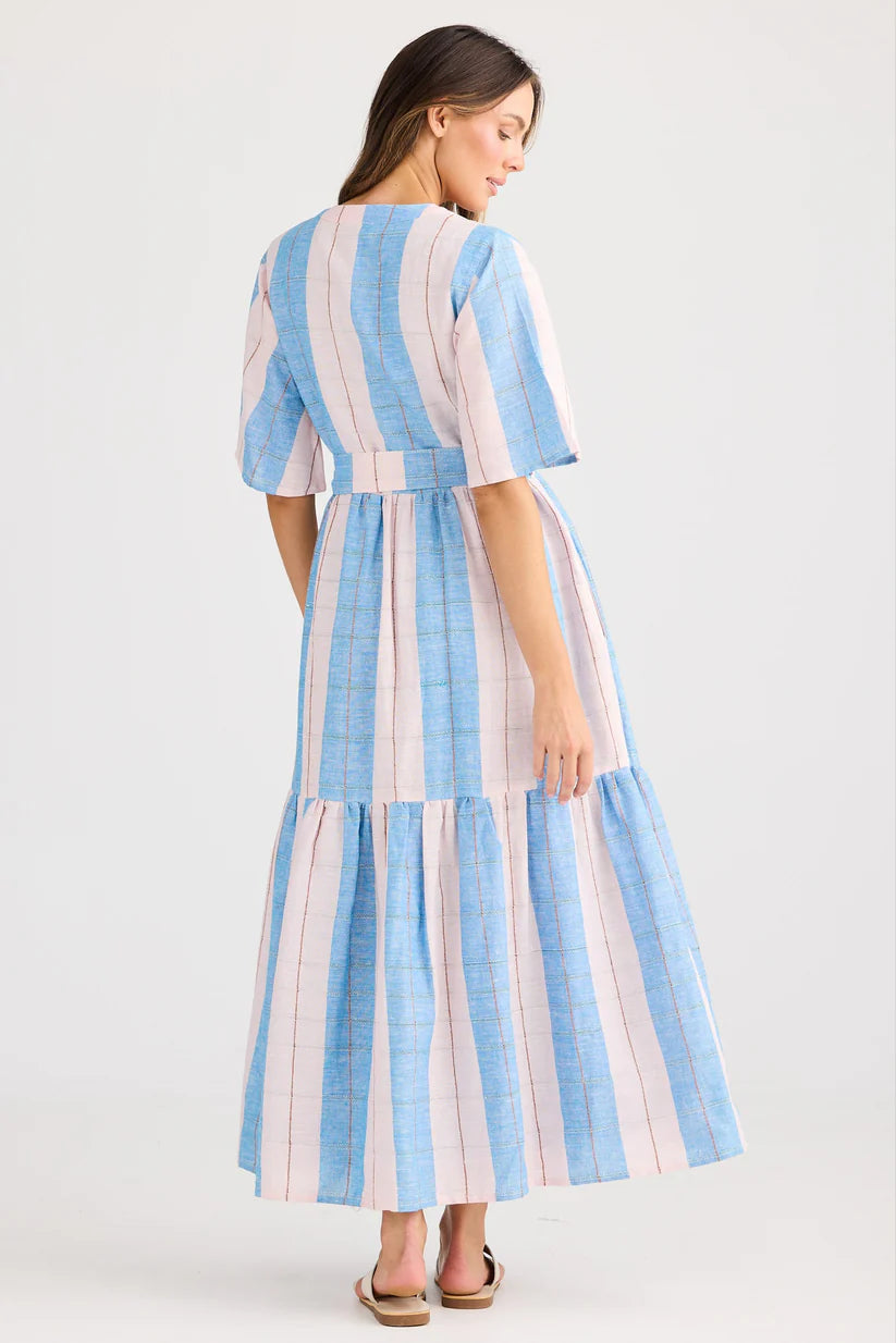 Collection of Holiday Lynwood Dress - Blue Multi Stripe in a gallery layout