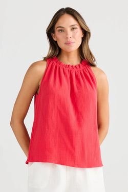 Collection of Holiday Margot Top - Red in a gallery layout