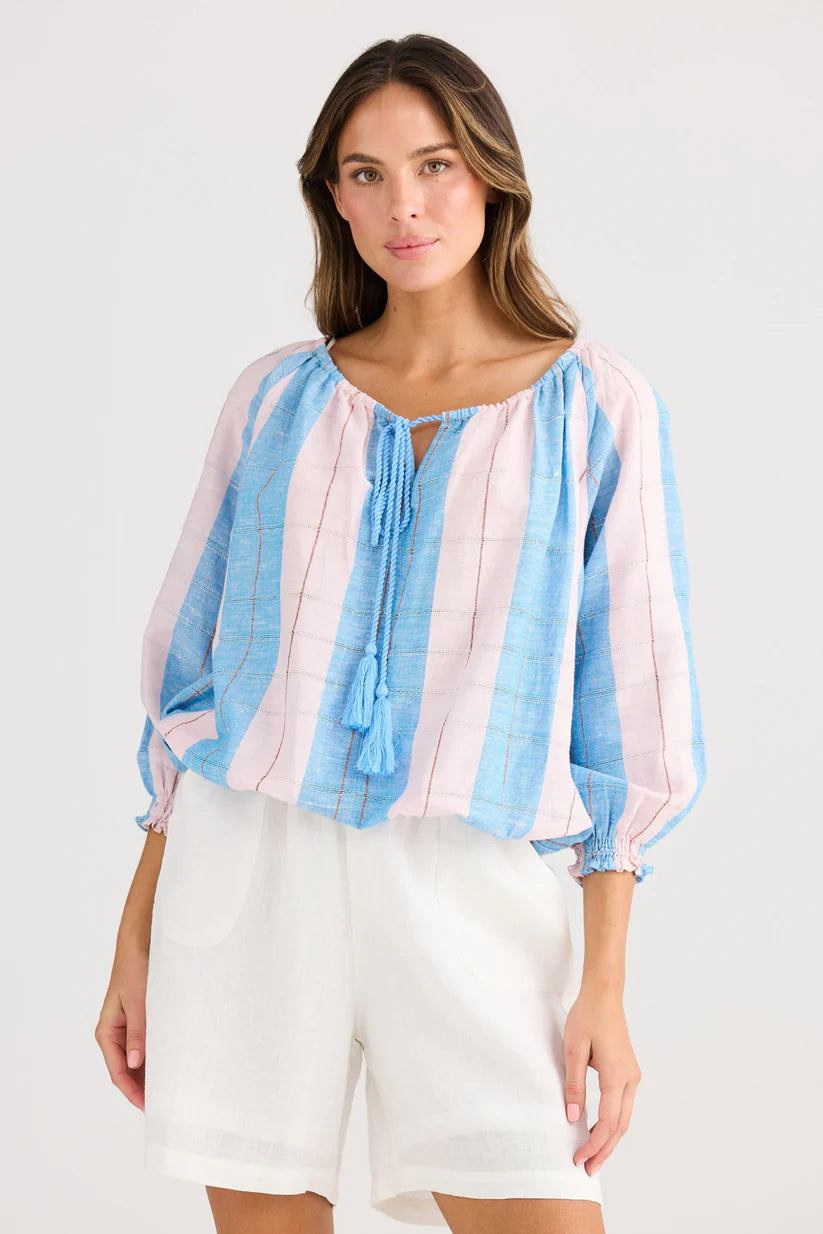 Holiday Seaside Top - Blue Multi Stripe
