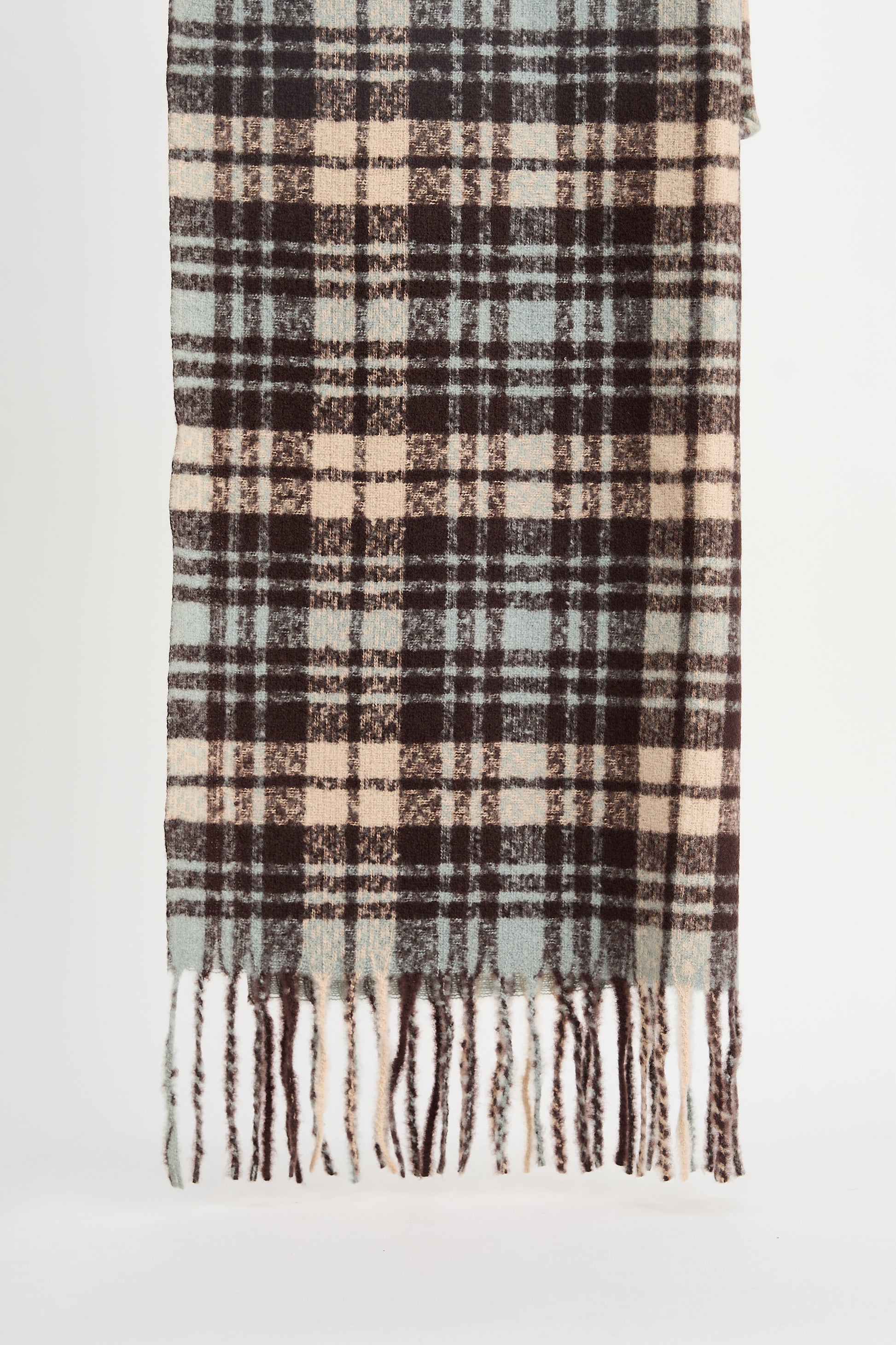 Holiday Life Plaid scarf with fringes on a white background