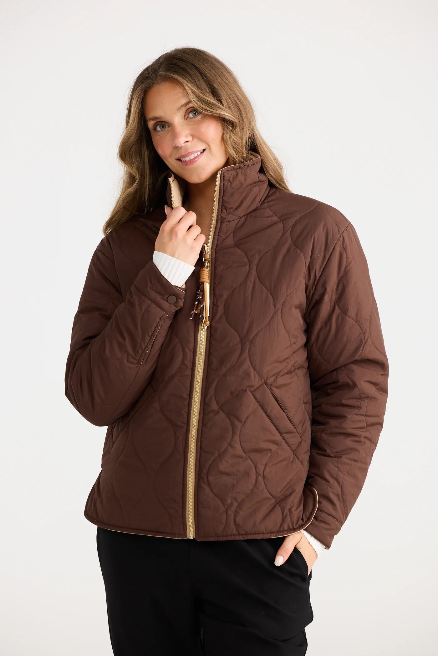 Image of Home Love Ellis Puffer - Chocolate w/ Taupe