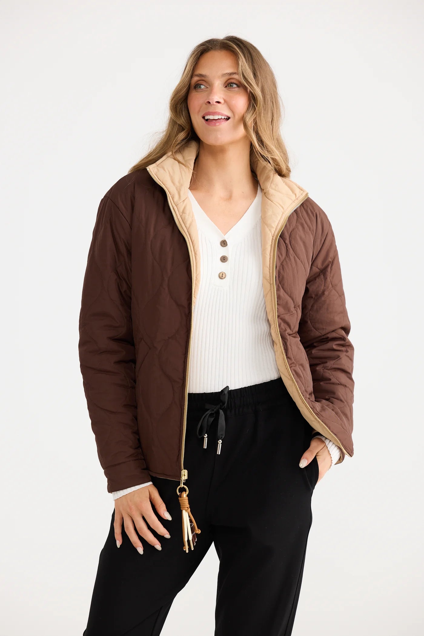 Image of Home Love Ellis Puffer - Chocolate w/ Taupe