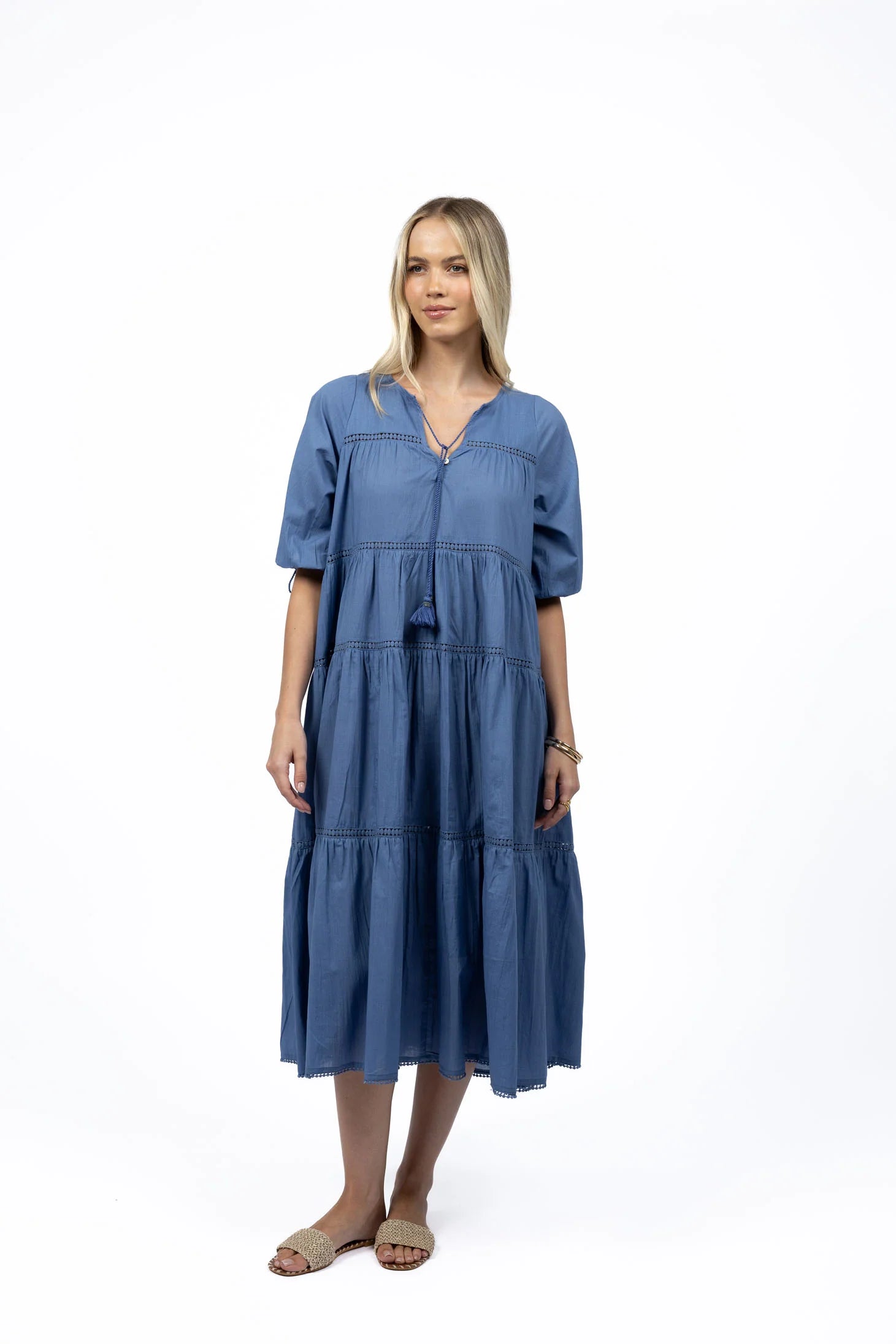 Humidity Louisa Tier Dress - Paris Blue