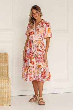 Collection of Island Spring Leaf Tie Dress in a gallery layout