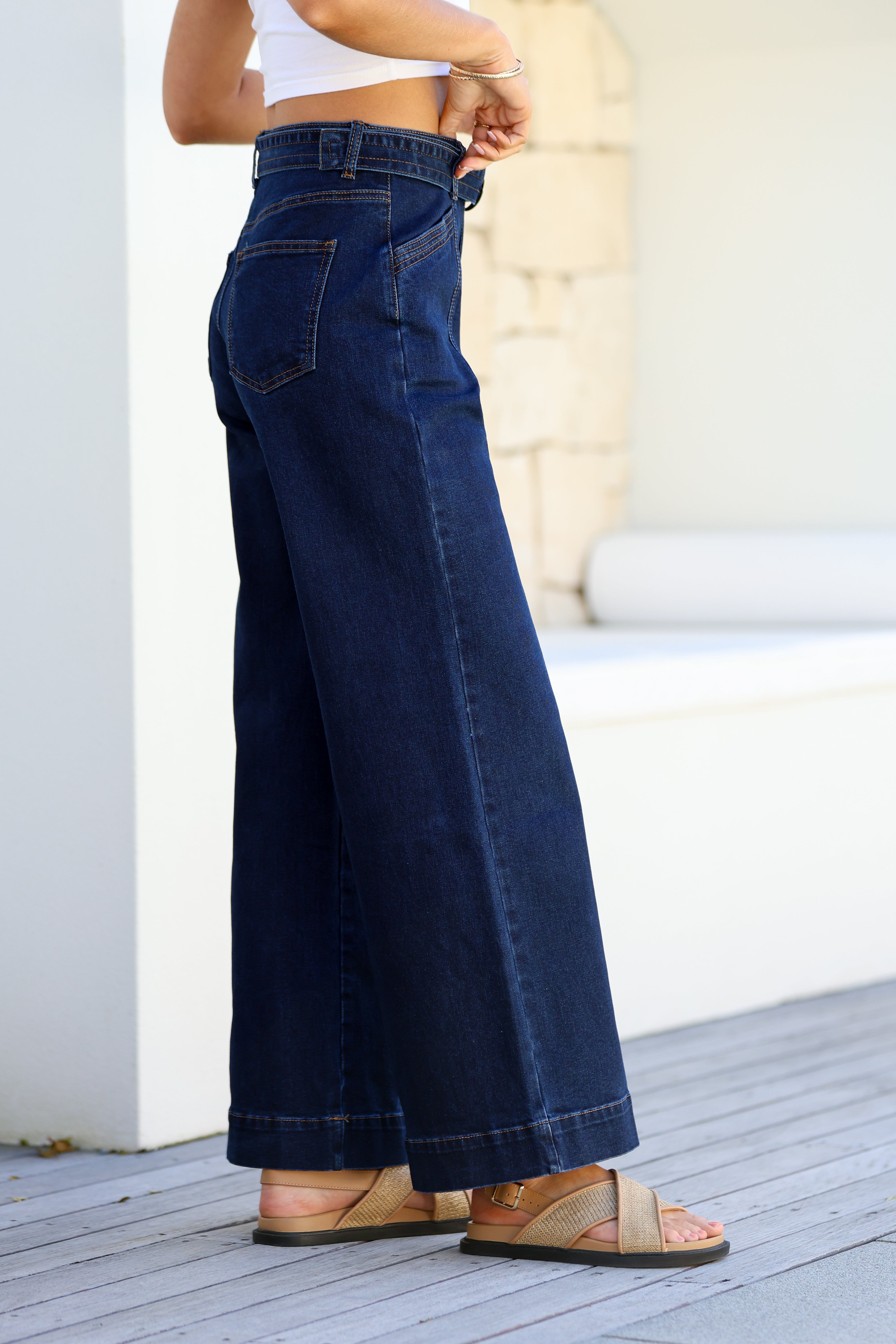 Collection of Country Denim Seam Detail Belt Indiana Jean - Indigo in a gallery layout