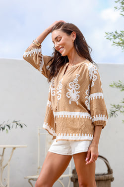 Collection of St Germain Blouse - Tan in a gallery layout