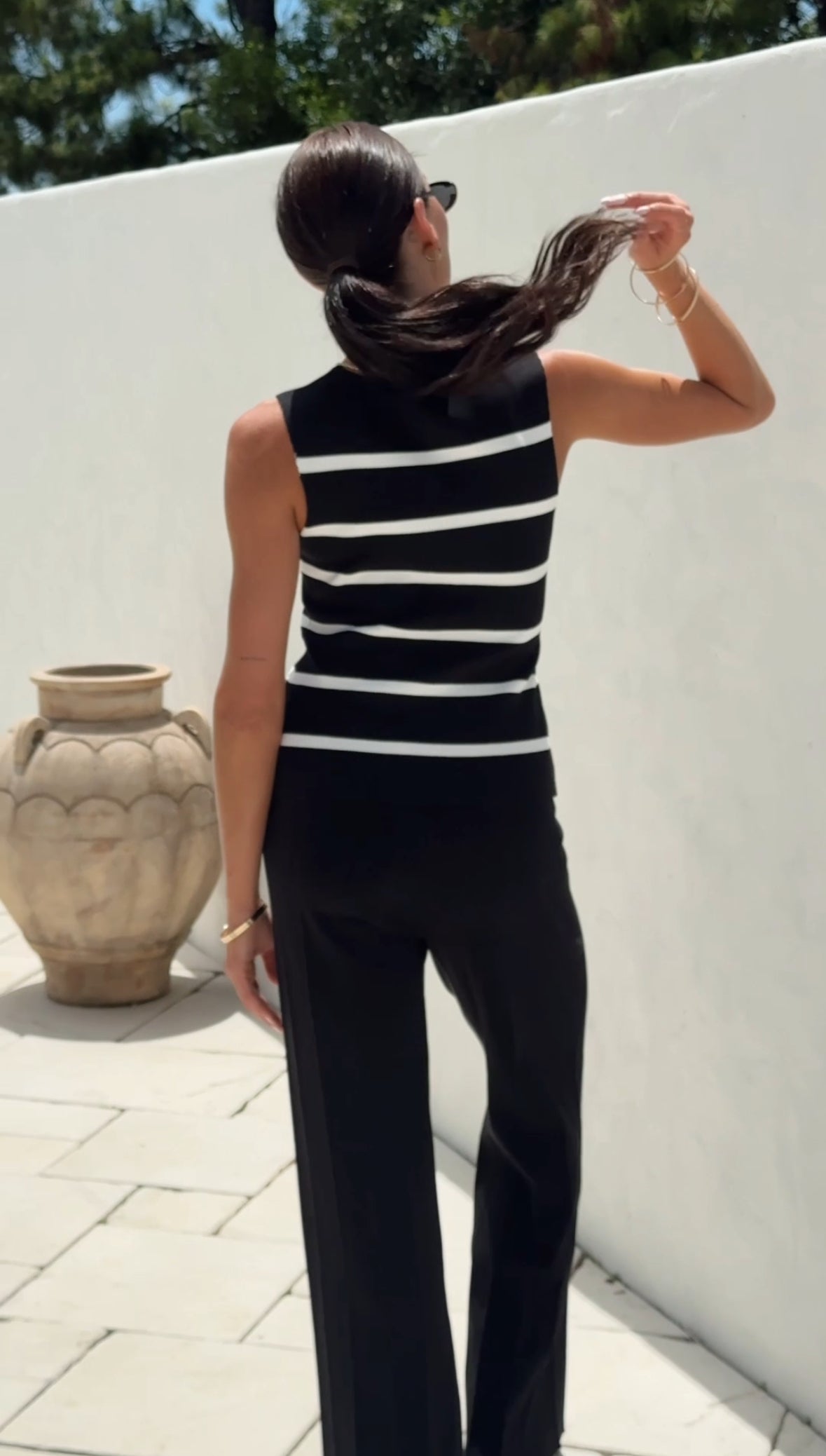 Collection of Miss Marlow Diamonte Stripe Vest - Black in a gallery layout