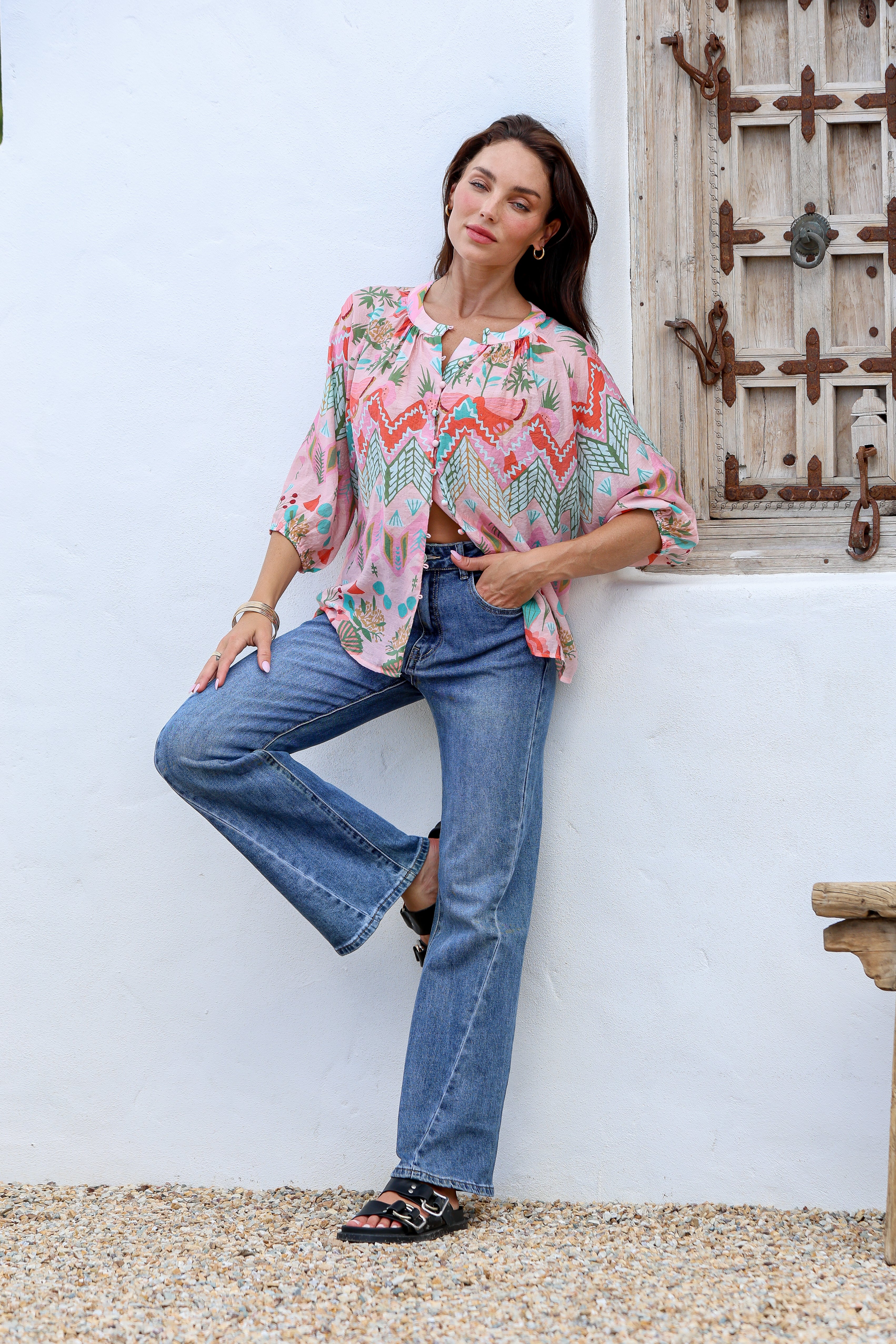 Collection of St Germain Blouse - Pink Flower in a gallery layout