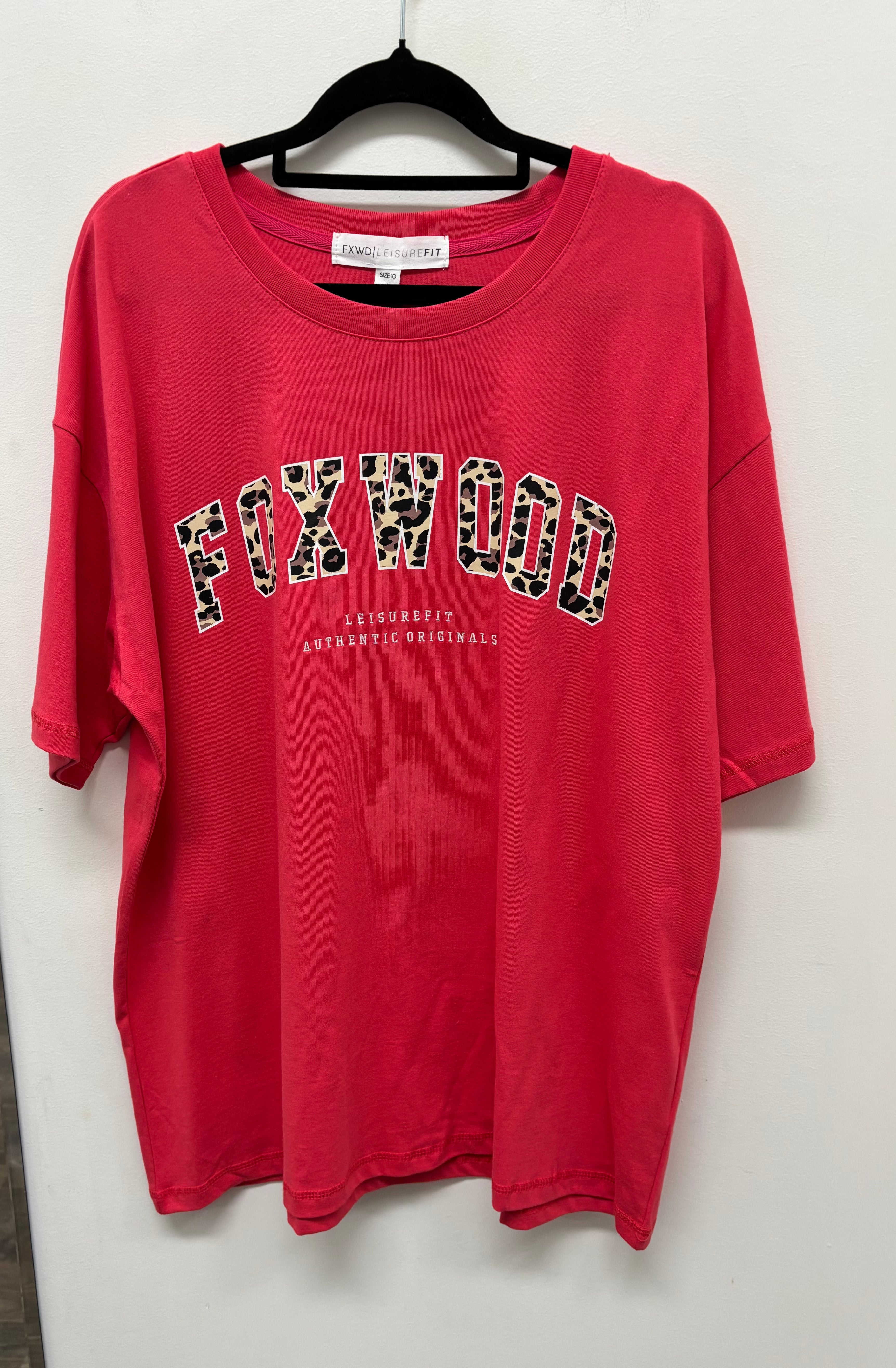 Image of Foxwood Interval Tee - Raspberry with Leopard