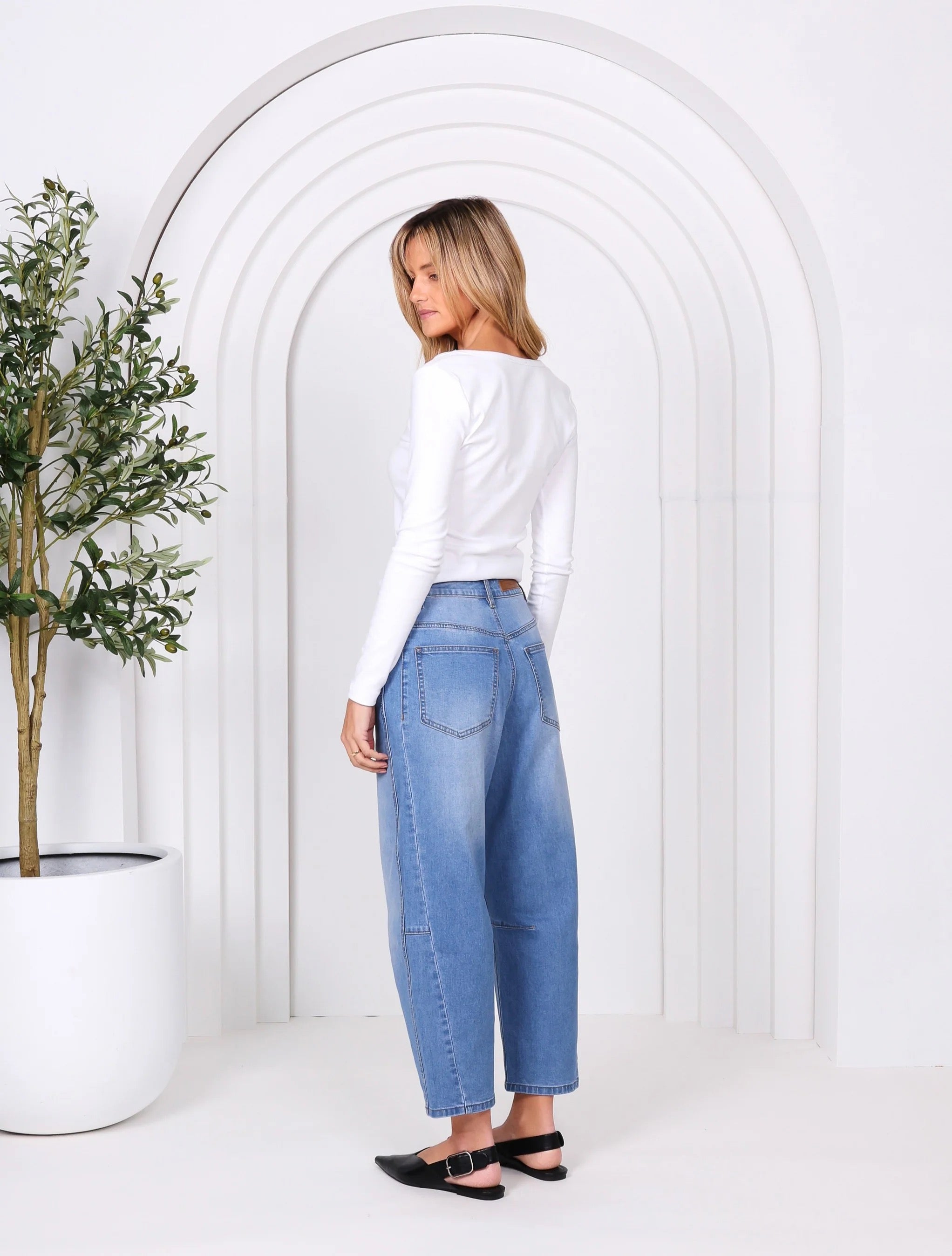 Collection of Monaco Toni Barrel Jean - Light Blue in a gallery layout