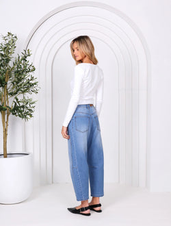 Collection of Monaco Toni Barrel Jean - Light Blue in a gallery layout