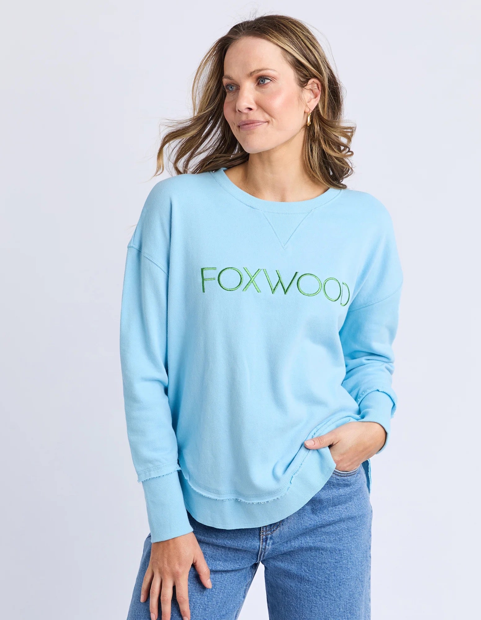 Foxwood Simplified Metallic Crew - Light Blue