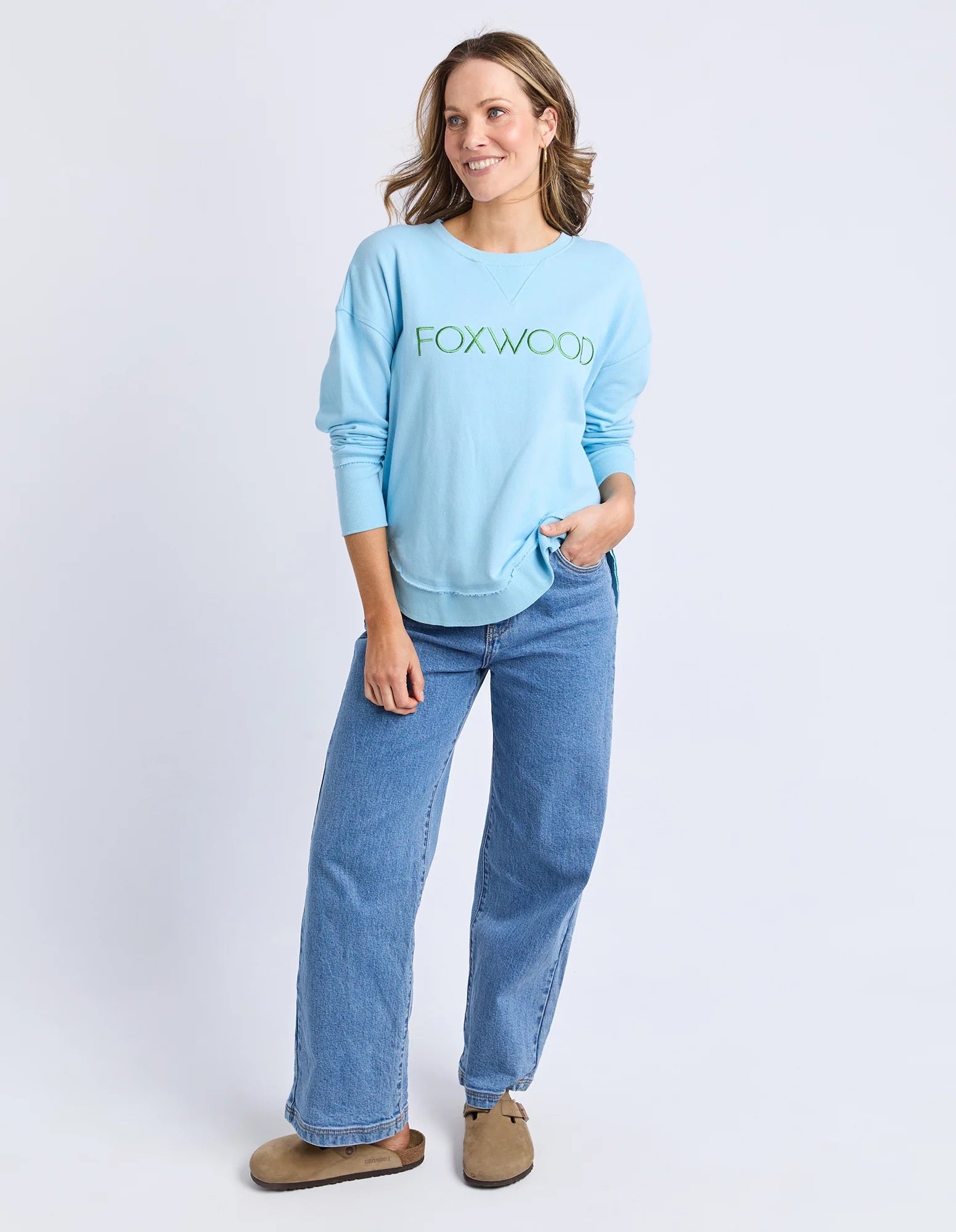 Foxwood Simplified Metallic Crew - Light Blue