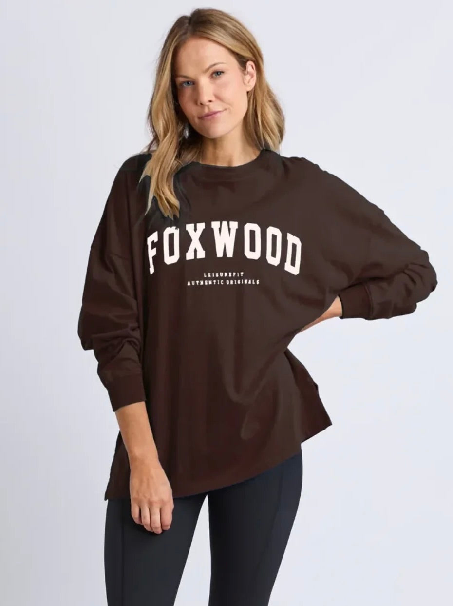 Image of Foxwood Interval Long Sleeve Tee - Coffee/White