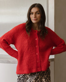 Collection of Sass Romee Cardi - Poppy Red in a gallery layout