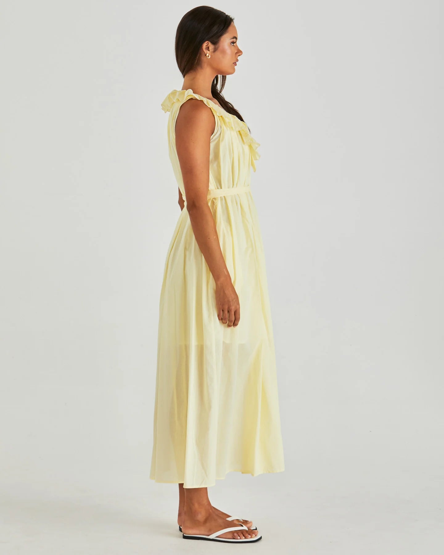 Collection of Sass Lilla Ruffled Neck Dress - Butter Yellow in a gallery layout