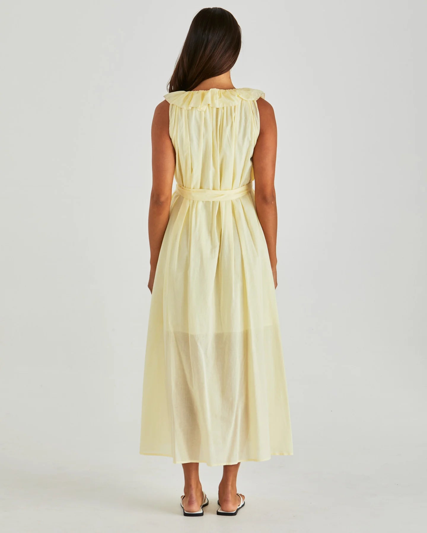 Collection of Sass Lilla Ruffled Neck Dress - Butter Yellow in a gallery layout