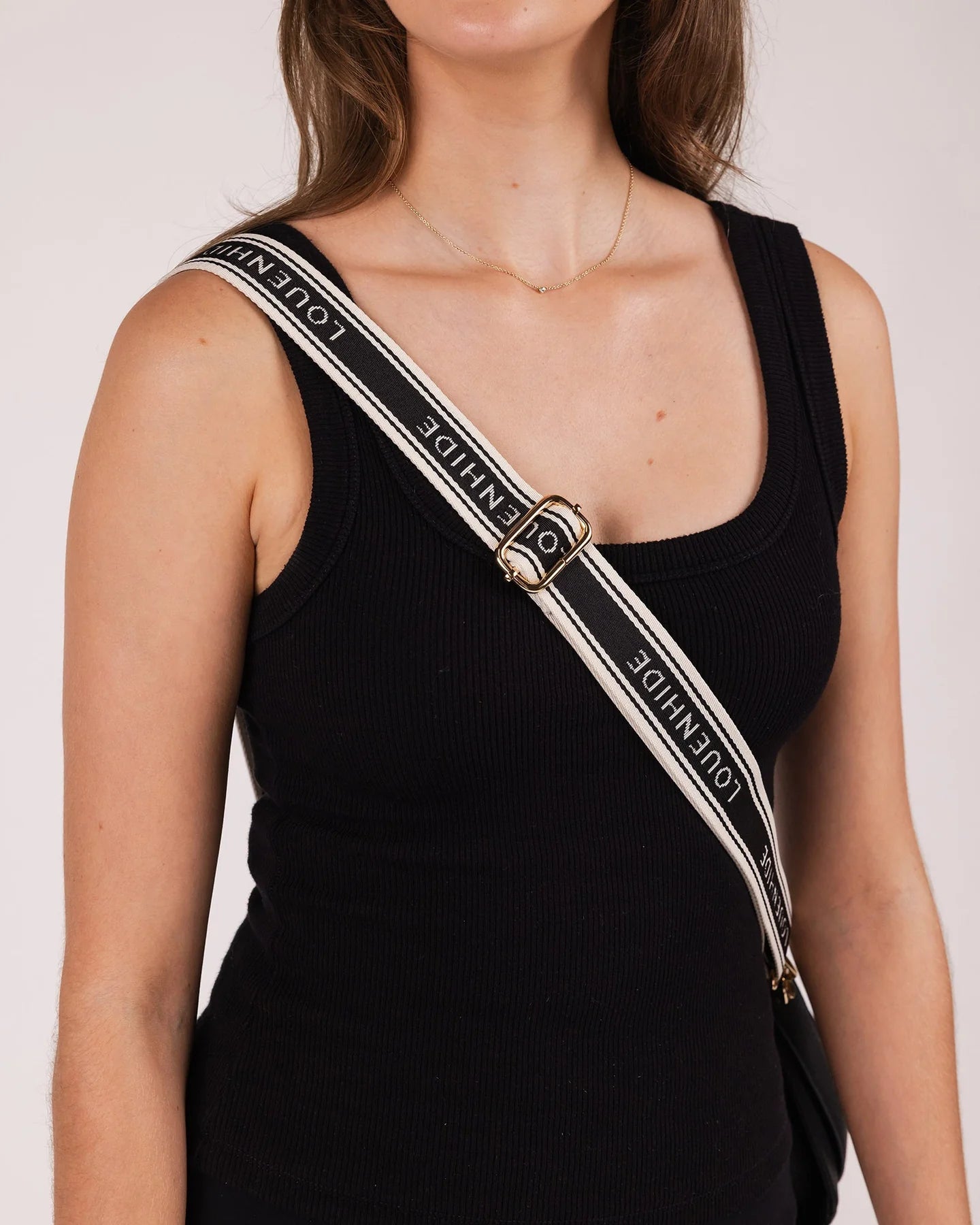 Collection of Louenhide Contrast Bag Strap - Black/ Cream in a gallery layout