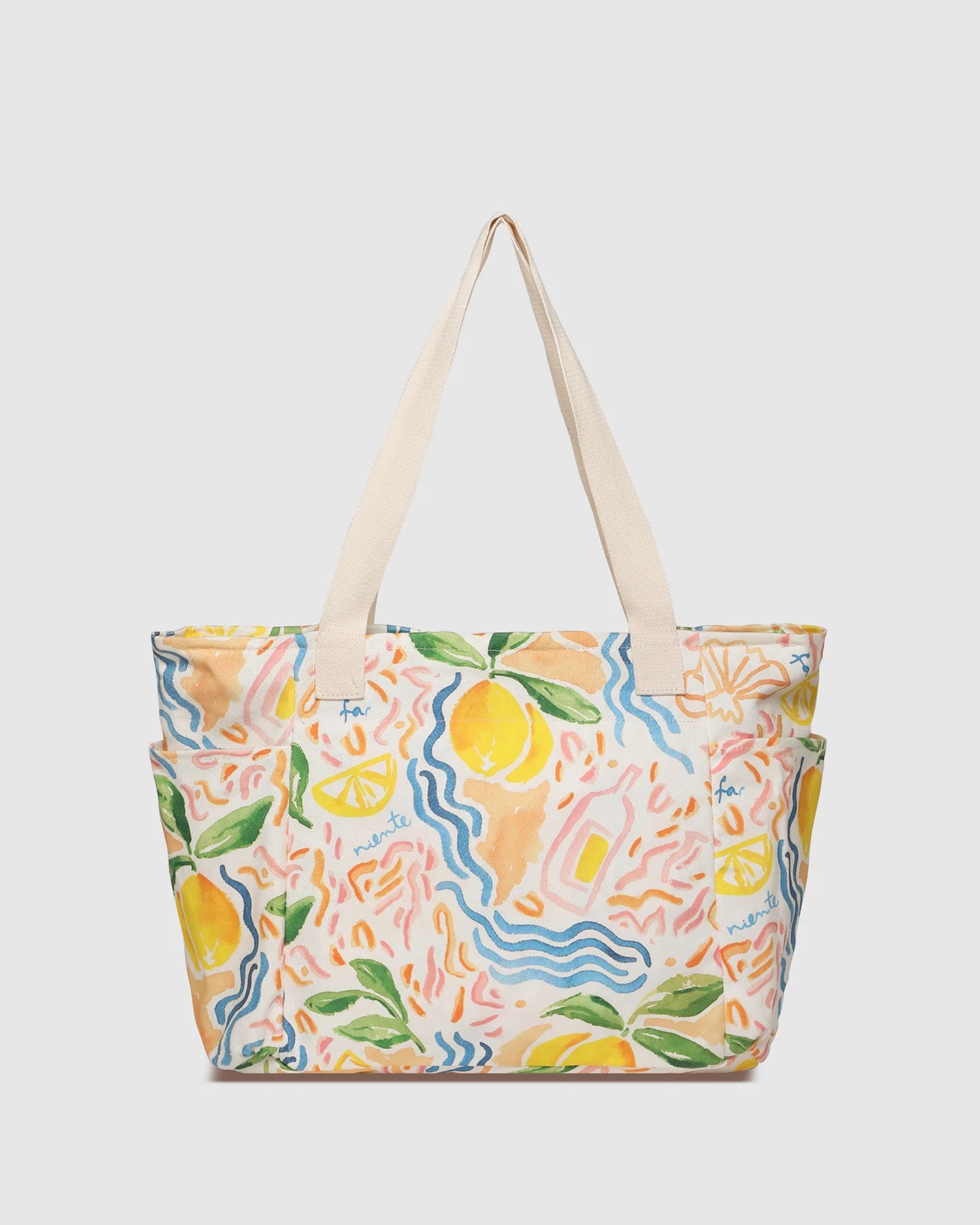 Collection of Louenhide Charlotte Canvas Tote - Lemon Print in a gallery layout