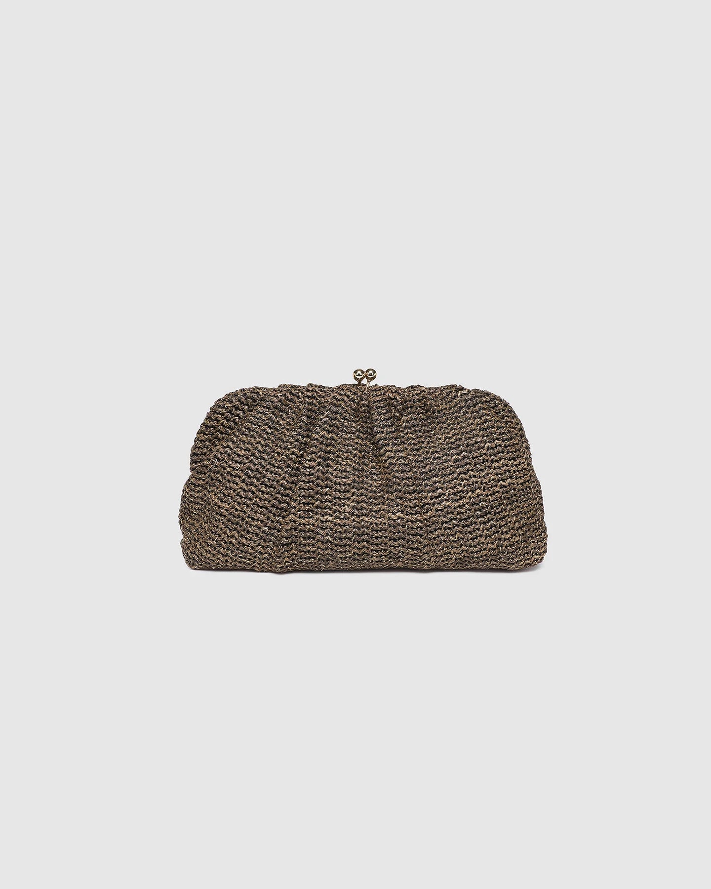 Collection of Louenhide Goldie Clutch - Raffia Chocolate in a gallery layout