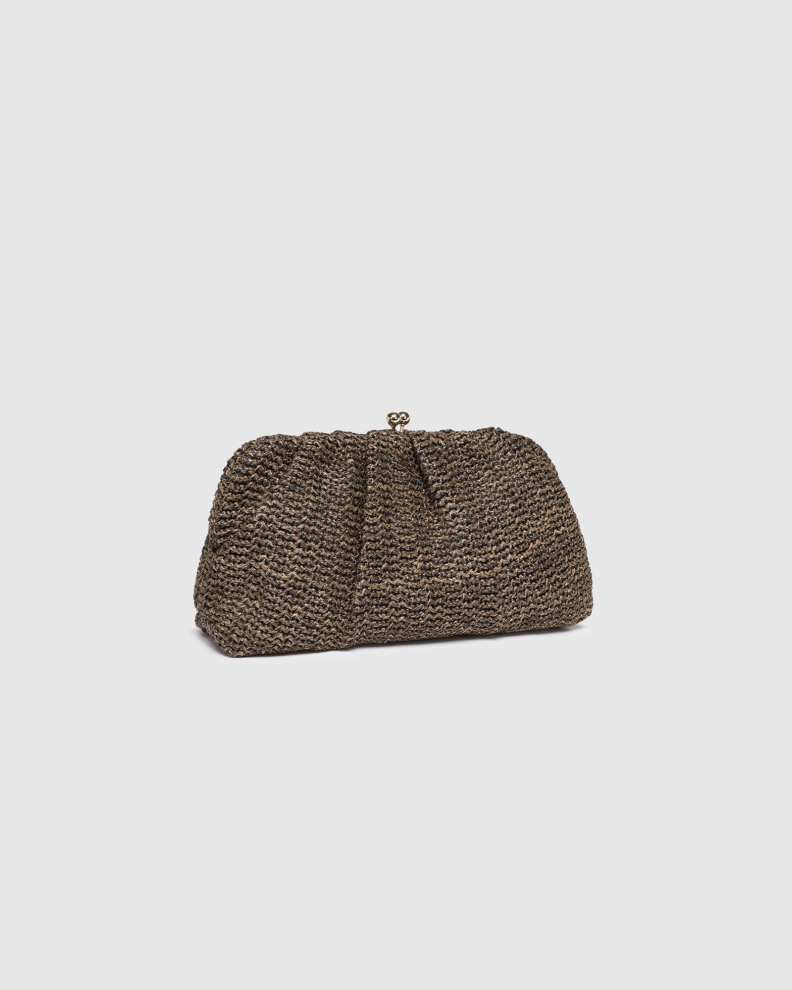 Collection of Louenhide Goldie Clutch - Raffia Chocolate in a gallery layout