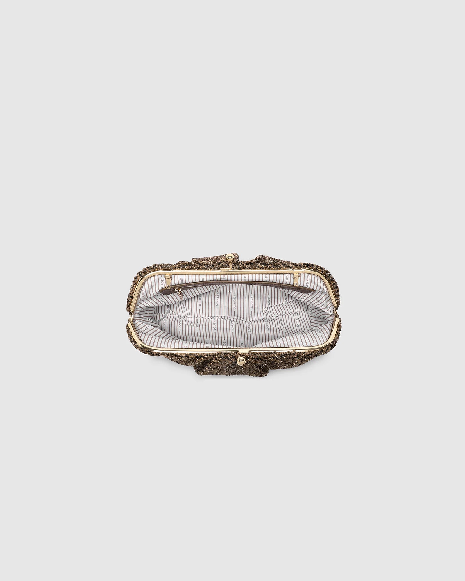 Collection of Louenhide Goldie Clutch - Raffia Chocolate in a gallery layout