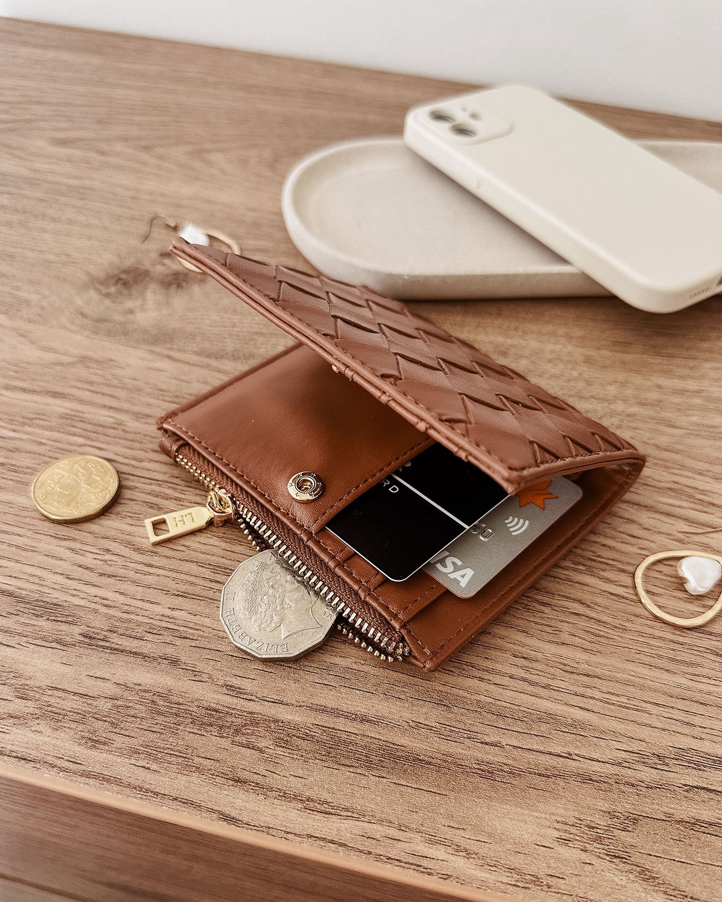 Collection of Louenhide Lily Woven Wallet - Tan in a gallery layout