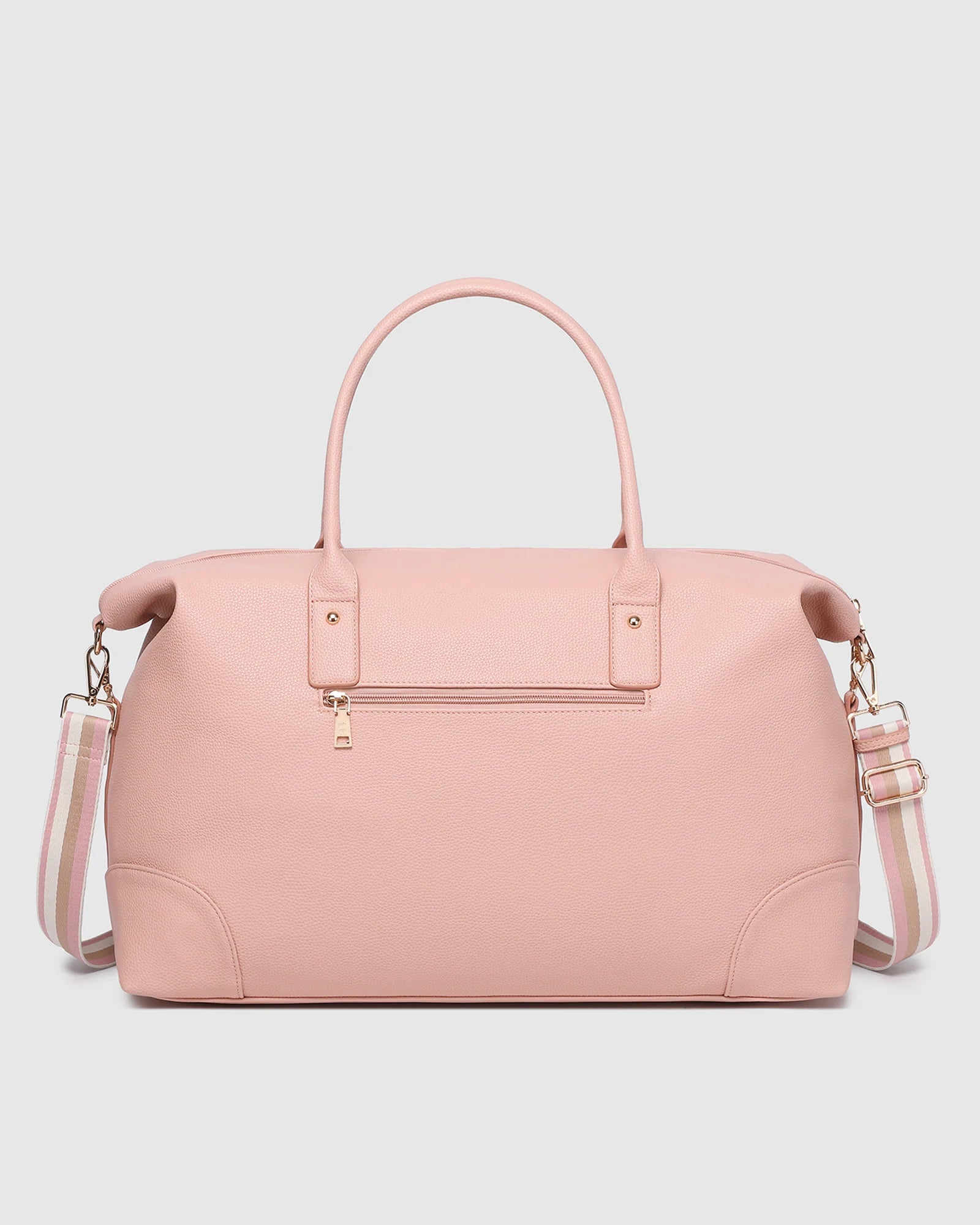 Image of Louenhide Alexis Weekender Travel Bag in Blush Stripe is the perfect companion for weekend getaways and effortless travel. Featuring a soft blush striped design