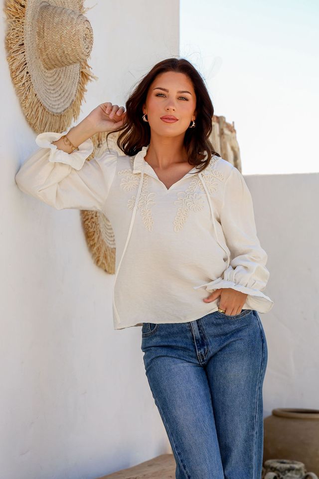 Collection of Miracle Cornelli Top - Cream in a gallery layout