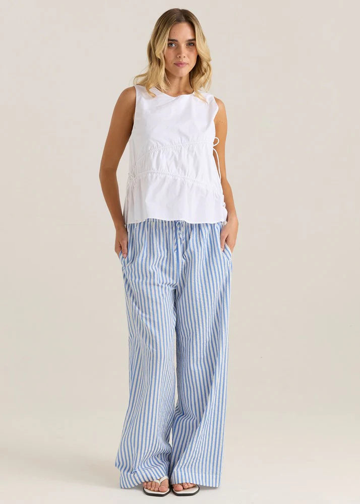 Image of Sass Elin Gathered Tie Top - White