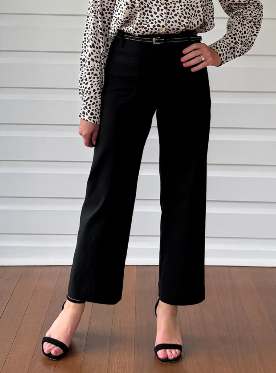 Threadz Marine Wide Leg Pant - Black