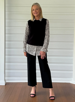 Collection of Threadz Marine Wide Leg Pant - Black in a gallery layout