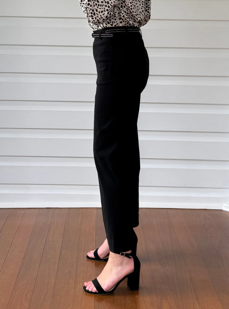 Collection of Threadz Marine Wide Leg Pant - Black in a gallery layout
