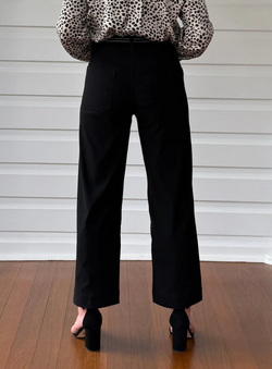 Collection of Threadz Marine Wide Leg Pant - Black in a gallery layout