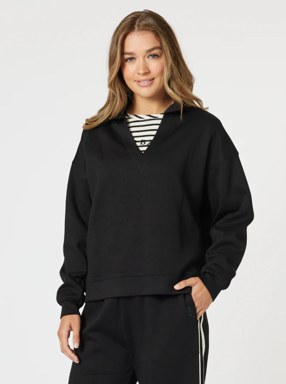 Threadz V Neck Sweatshirt - Black