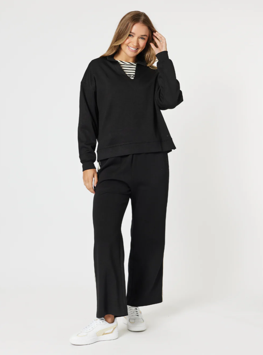 Collection of Threadz V Neck Sweatshirt - Black in a gallery layout