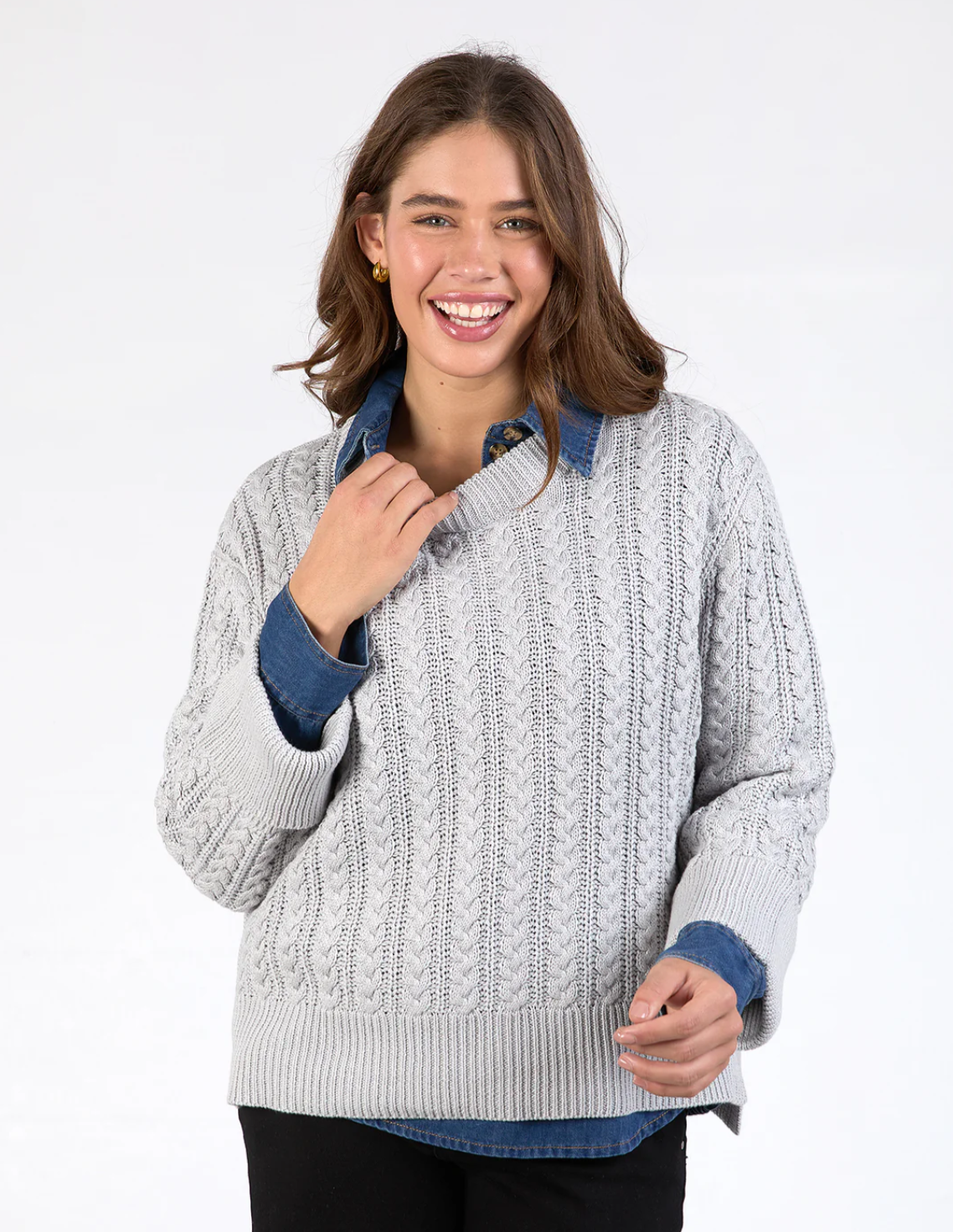 Elm Remi Cable Knit - Grey Marle