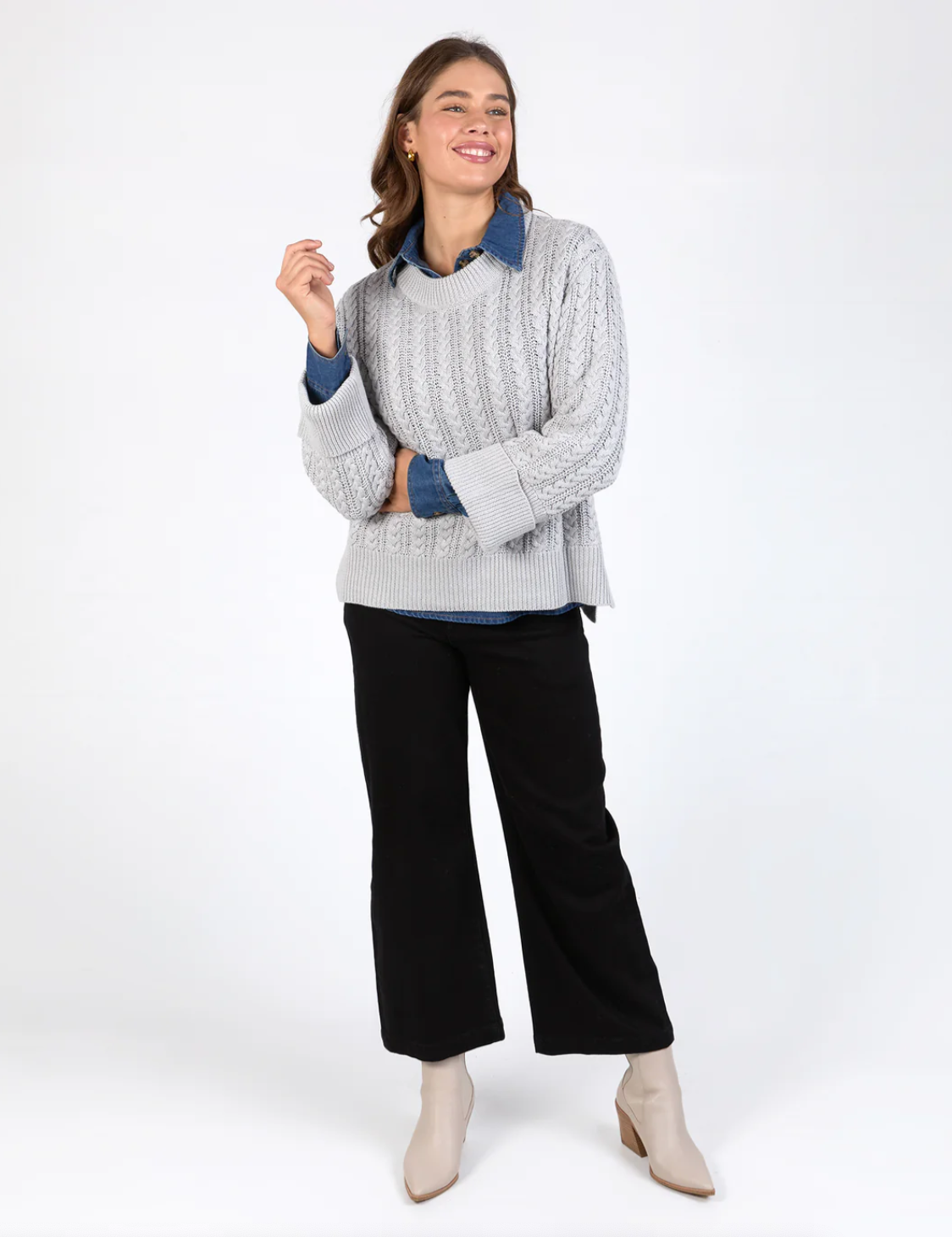 Collection of Elm Remi Cable Knit - Grey Marle in a gallery layout