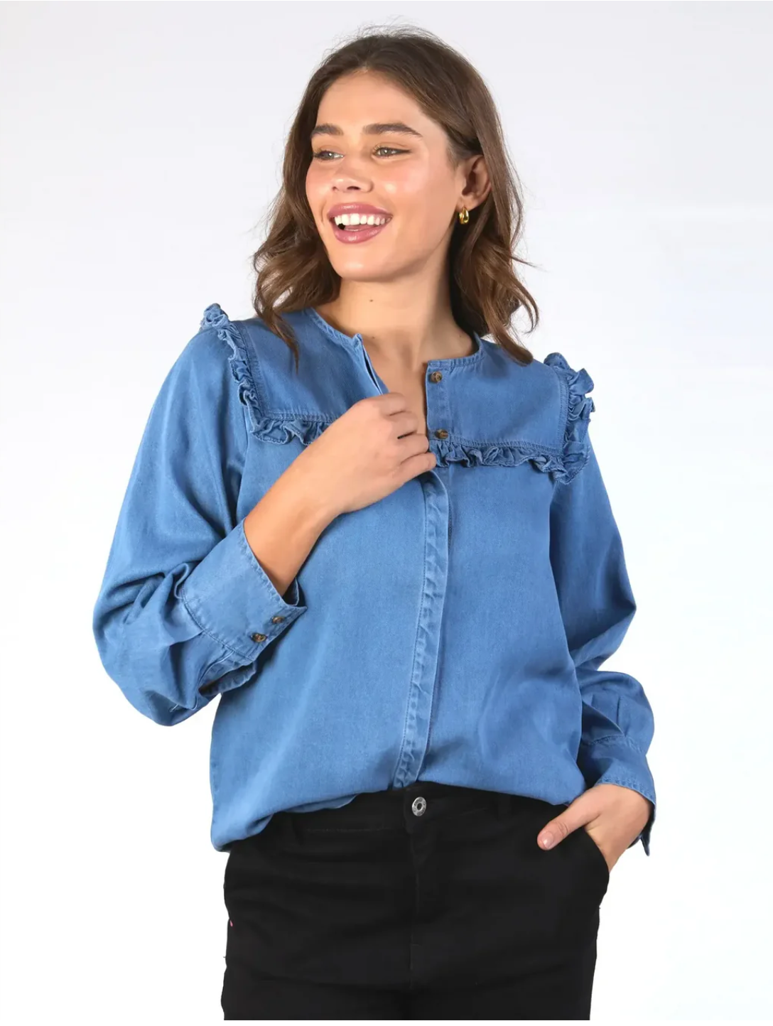 Elm Frankie Blouse -  Mid Wash Blue