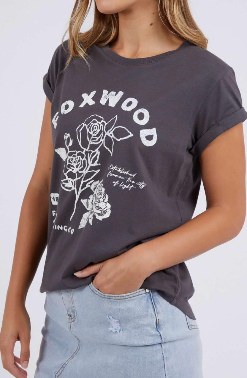 Collection of Foxwood Rosette Tee - Washed Black in a gallery layout